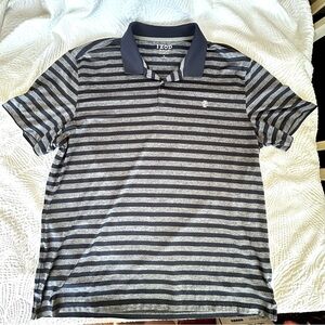 Izod Men's Polo golf Shirt - Navy and Gray Stripes